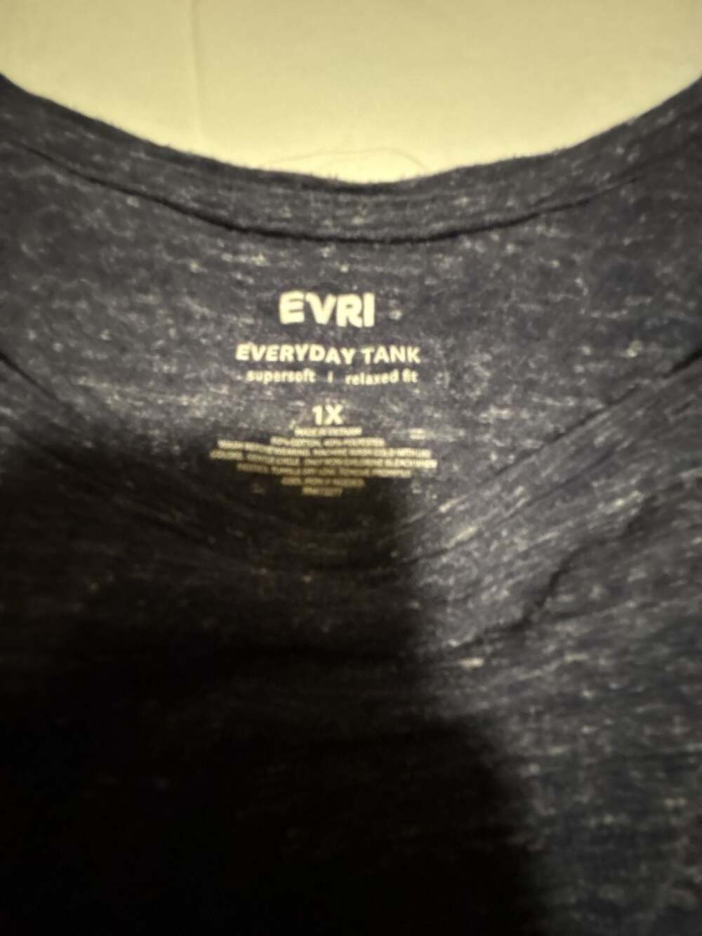 EVRI Everyday Tank Supersoft Relaxed Fit Navy Blue Size 1X